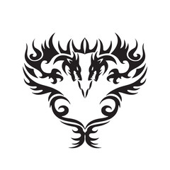 illustration vector graphic of tribal art abstract design ornament tattoo, Black Symmetrical Tribal Tattoo with dragon head Design – Modern Tribal Art