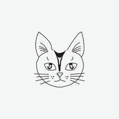 cat head design illustration art vector design