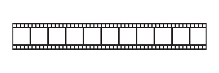 Film strip line icon simple design, film strip icon used for videography elements, cinema reel. Filmstrip with frames, photo and videos for camera.