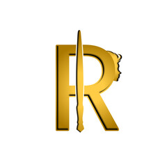 Golden R Makeup Logo with Brush & Woman Silhouette – Elegant Identity for Makeup Artists and Beauty Brands