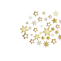 A cluster of golden stars scattered on a black background, creating a celestial and festive aesthetic.
