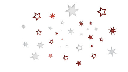 Abstract image of red and white stars on a black background. The stars are arranged in a cluster, creating a festive and celebratory atmosphere. The design is minimal and simple, with high contrast.