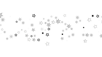 A black background with a scattering of silver stars of different sizes and shapes. The stars create an abstract design and have a sparkly, shiny, and festive feel.