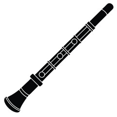 Isolated Black Vector Musician using Element flute With White Background