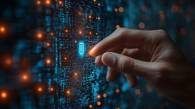 businessman unlocking digital growth icon with fingerprint scan,