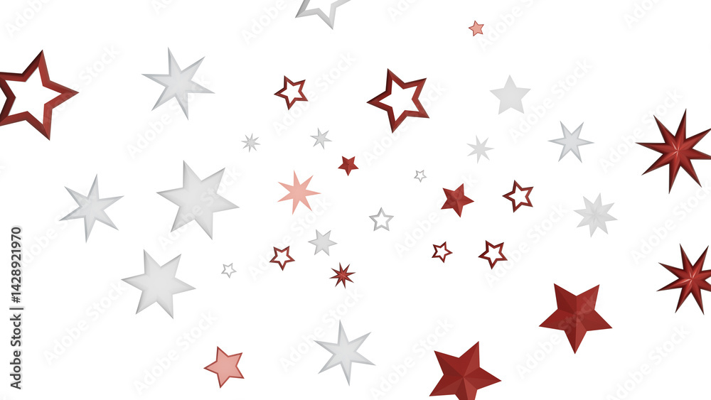 Poster a colorful abstract background of red and white stars on a black background.