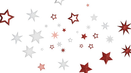 A colorful abstract background of red and white stars on a black background.