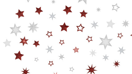 A simple abstract image with a black background and a scattering of red and white stars.