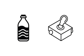 Fototapeta premium Simple Line Art Icons Featuring A Water Bottle And A Toggle Switch