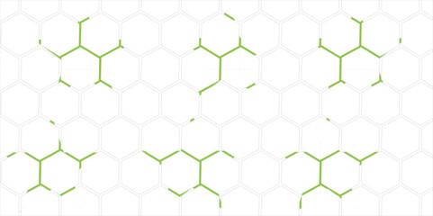 Green abstract honeycomb pattern with geometric shapes and a seamless grid design