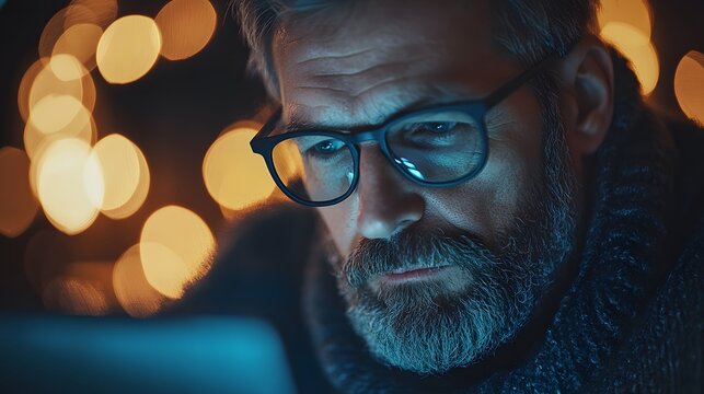 programmer coding in dark mode with tech overlays,