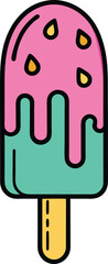 Doodle icon of a popsicle ice cream, Delightful ice cream icon in linear style