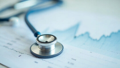 stethoscope on the cardiogram