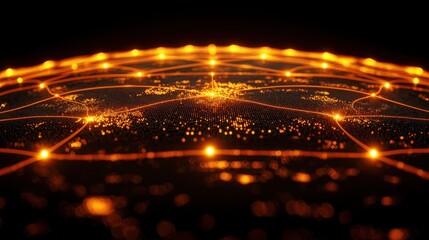 Digital Network Connections Over Earth with Glowing Nodes and Lines