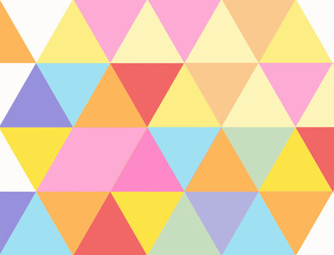 Colorful equilateral triangular geometric pattern on white background. 