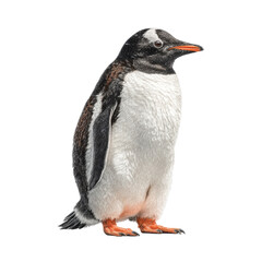 Fototapeta premium Majestic Gentoo Penguin on Black Background on white background