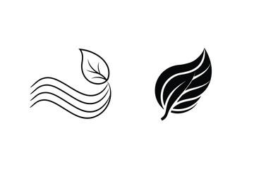 Minimalist Leaf Icon Design With Flowing Lines And Bold Shape On White