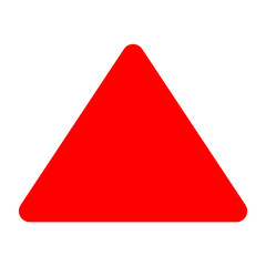 Red Rounded Triangle Shape on White Background – Simple Geometric Symbol or Warning Icon