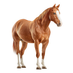 Fototapeta premium Majestic Chestnut Horse Standing Gracefully on white background