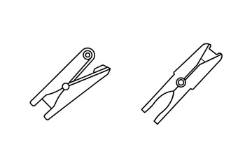 Clothes Peg Line Art Illustration Of Laundry Tool On White Background