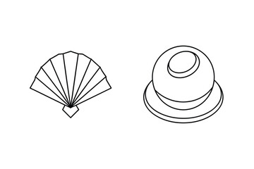 Simple Minimalist Line Art Of A Hand Fan And Modern Architectural Form