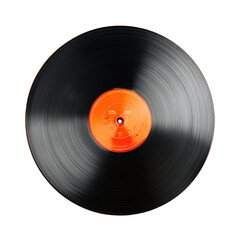 Obraz premium Classic Vinyl Record with Vibrant Orange Label