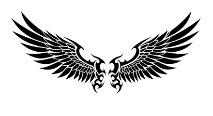 Obraz premium Tribal Wings Tattoo Design with Black Ink, and Vector Art.