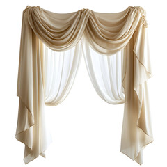 Elegant Beige Draped Window Curtains Sheer Fabric Home Decor