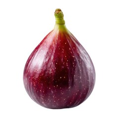 Single ripe purple fig close up on white background
