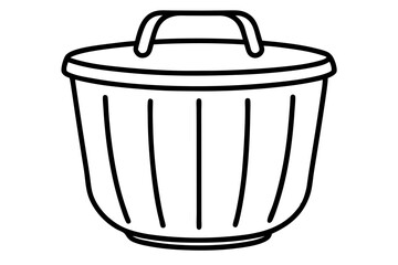 Collapsible Laundry Basket Line Art Vector Illustration