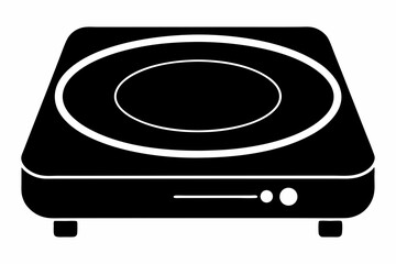 Compact Induction Cooktop Silhouette Vector Illustration