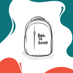 Back to school template design with line art of backpack design