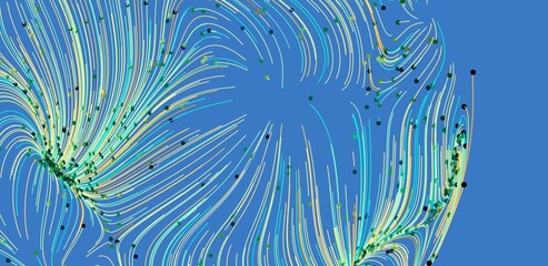 Colorful abstract background with dynamic flow lines and particles. Perfect for tech, science, or...