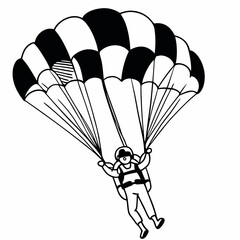 Creative details Skydiving parashoot flying silhouette vector illustration 