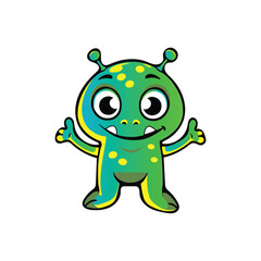 funny cartoon alien isolated in white background