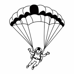 Creative details Skydiving parashoot flying silhouette vector illustration 