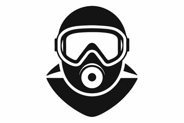 Full Face Diving Mask Silhouette Vector Illustration