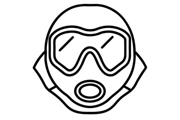 Full Face Diving Mask Line Art Vector Illustration