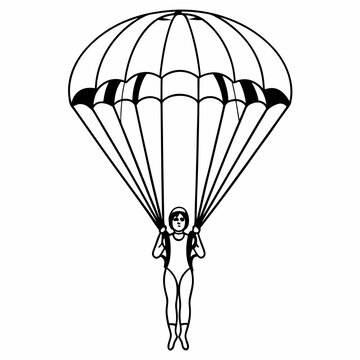 Creative details Skydiving parashoot flying silhouette vector illustration 