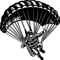 Creative details Skydiving parashoot flying silhouette vector illustration 