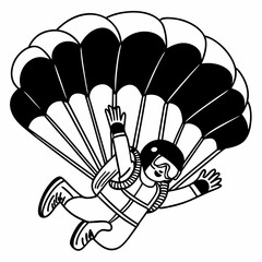 Creative details Skydiving parashoot flying silhouette vector illustration 