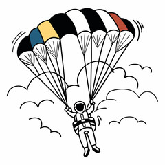 Creative details Skydiving parashoot flying silhouette vector illustration 