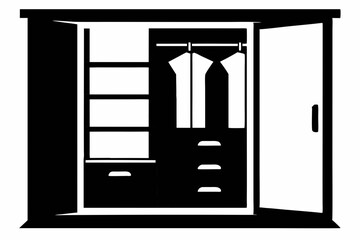 Modular Open Closet Silhouette Vector Illustration
