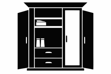 Modular Open Closet Silhouette Vector Illustration