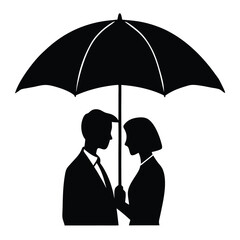 man and woman with umbrella