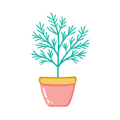 Potted Plant Illustration with Black Background for Stock Usage