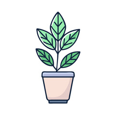 Potted Plant Illustration - Simple Green Leaf Design