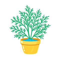 Obraz premium Cartoon Potted Plant Illustration on Black Background