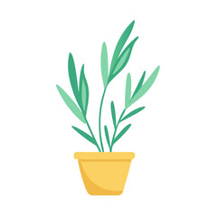 Simple potted plant illustration on black background stock