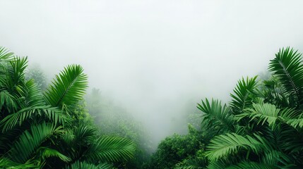 Obraz premium A misty jungle path winding through dense foliage, the distant sound of a hidden waterfall echoing